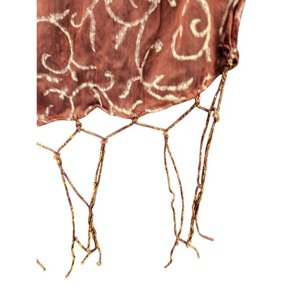 Elegant Brown Sheer Floral Scarf With Fringe Wrap Shawl Oversized 42"x82" - Picture 4 of 13